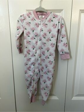 Cecil and Lou baby girl 6-12 month full zip floral coverall magnolia pink white